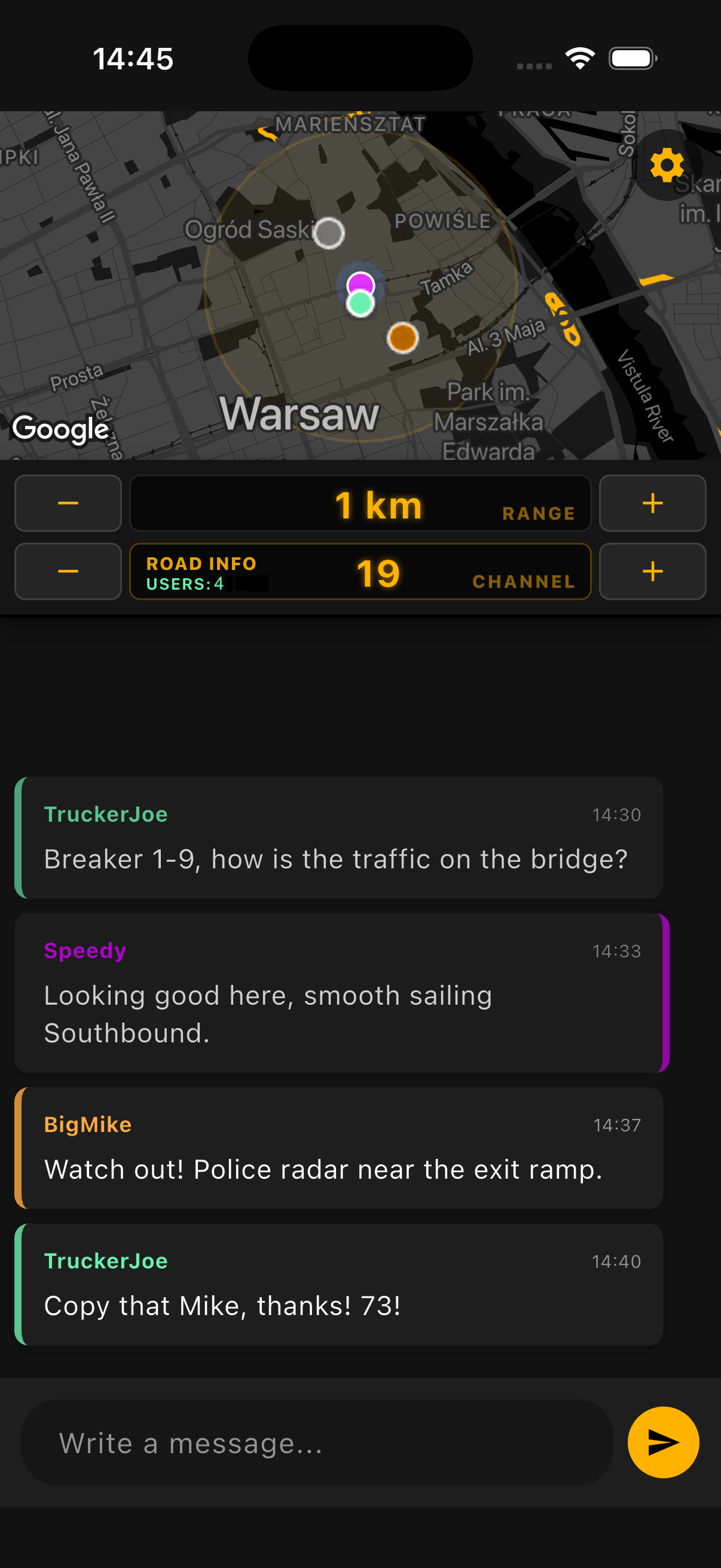 CB Chat App Interface